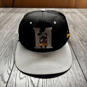 Vintage Mickey Blockhead Unlimited Disney Snapback Hat Black Embroidered 90s